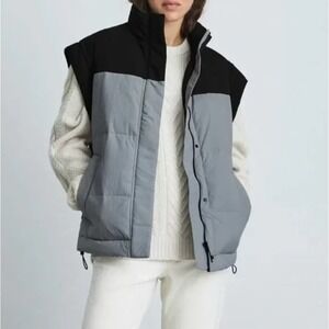 Everlane Jacket Womens S Oversized Black The ReNew Vest Puffer Full Zip Minimal
